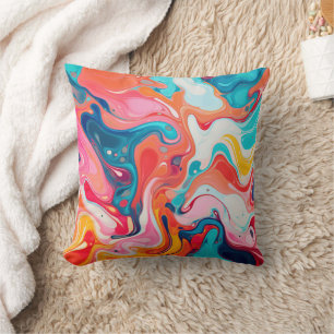 Coussin Peinture Motif marbrée colorée