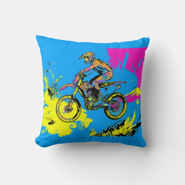 Coussin Peinture - Motocross Rider (Recto)