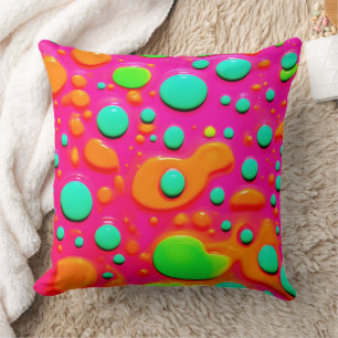 Coussin Peinture Néon Art à Bulles
