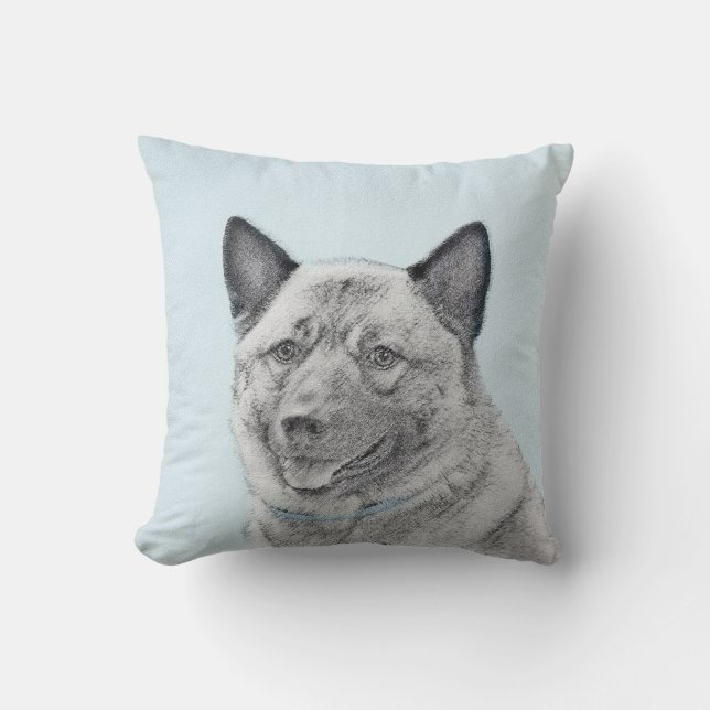 Coussin Peinture norvégienne Elkhound - Art original Chien (Recto)