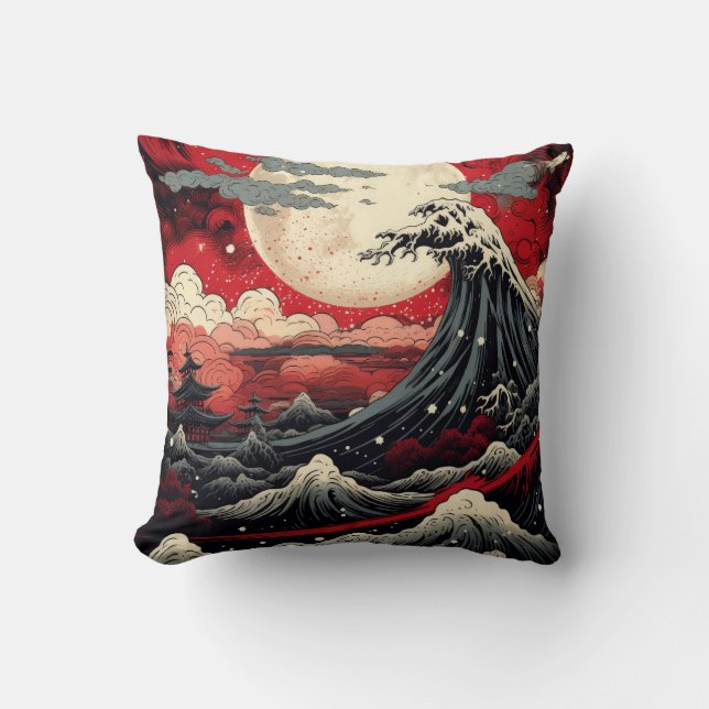 Coussin Peinture numérique de style art japonais (Recto)