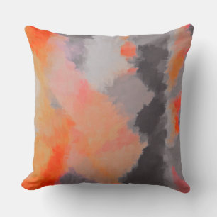 Coussin Peinture orange d'abrégé sur gris
