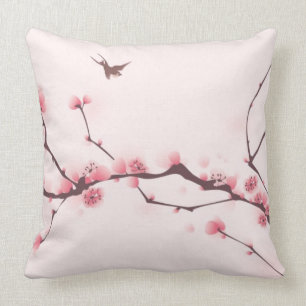 Coussin Peinture orientale de style, fleurs de cerisier