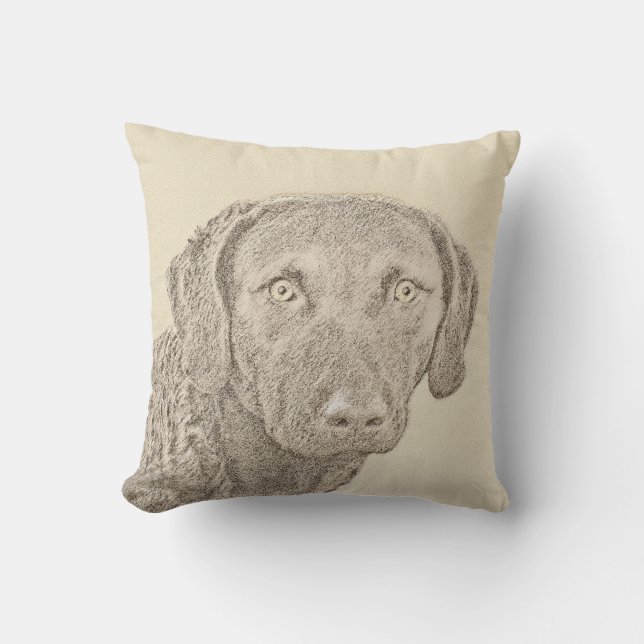 Coussin Peinture originale de chien par Retriever de Chesa (Recto)