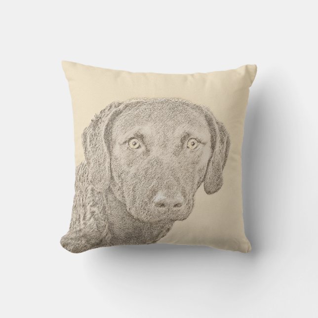 Coussin Peinture originale de chien par Retriever de Chesa (Recto)