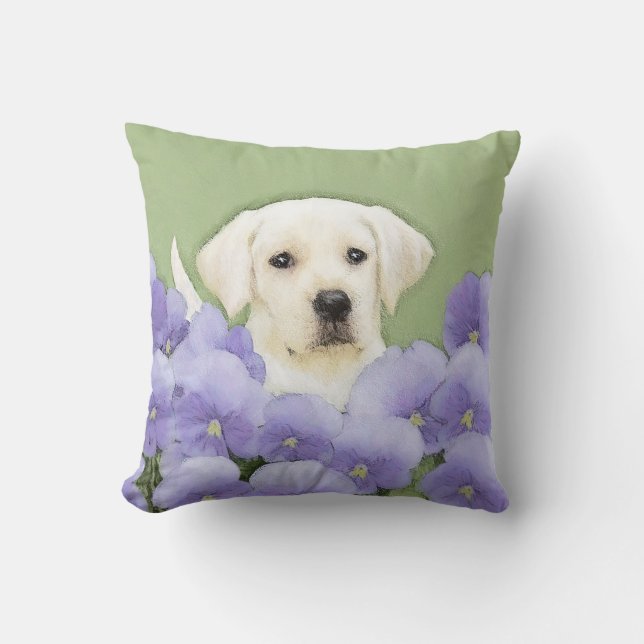Coussin Peinture originale de Chien par un récupérateur du (Recto)