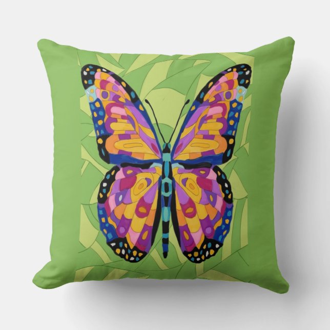 Coussin Peinture papillon abstraite  (Recto)