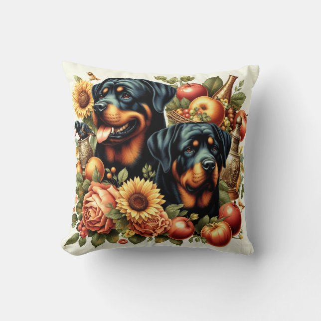 Coussin Peinture par Rottweiler rétro (Recto)