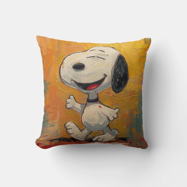 Coussin Peinture Pop Art de Chien Beagle Joyeux (Recto)