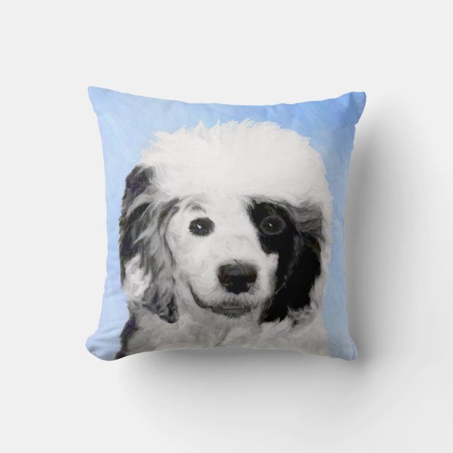 Coussin Peinture Portugaise de Chien d'Eau - Art original  (Recto)