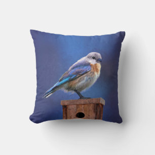 Coussin Peinture pour oiseaux bleus (femelle) - Art origin