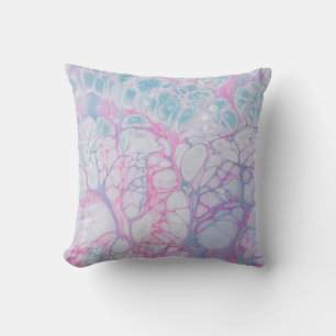 COUSSIN PEINTURE ROSE ET ABSTRAITE TURQUOISE