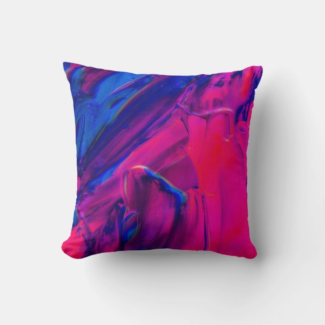 Coussin Peinture rose, violet et bleue Art Abstrait Abstra (Recto)