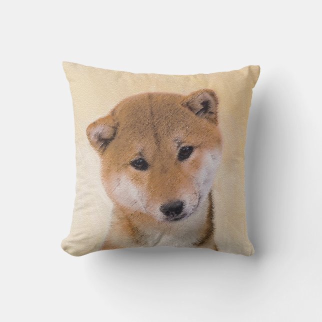 Coussin Peinture (rouge) de Shiba Inu - art original de (Recto)