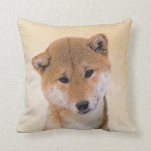 Coussin Peinture (rouge) de Shiba Inu - art original de