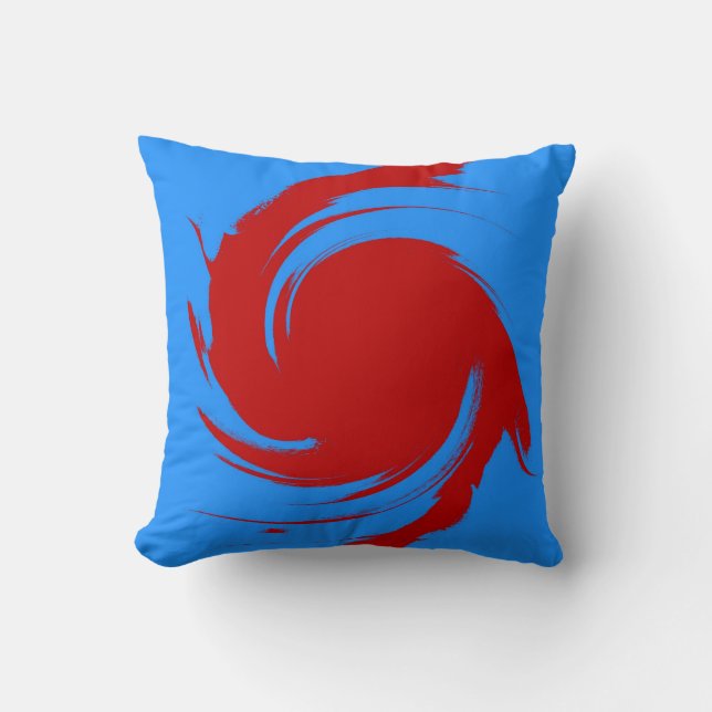 Coussin Peinture rouge et bleu rétro à l'art Abstrait (Recto)