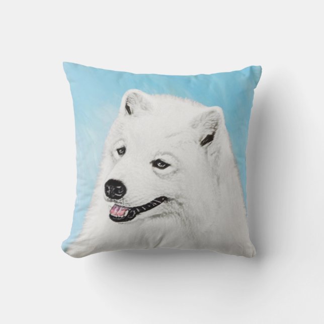 Coussin Peinture Samoyed - Cute Original Chien Art (Recto)
