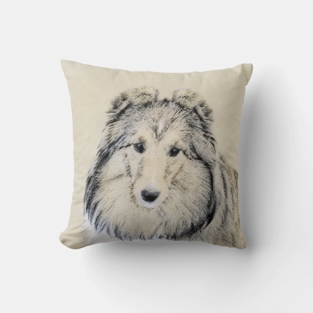 Coussin Peinture Shetland Sheepdog - Jolie art original ch (Recto)