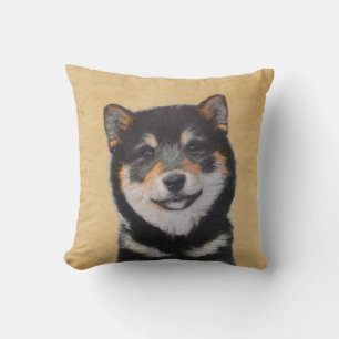 Coussin Peinture Shiba Inu (Noir et Tan) - Art Chien