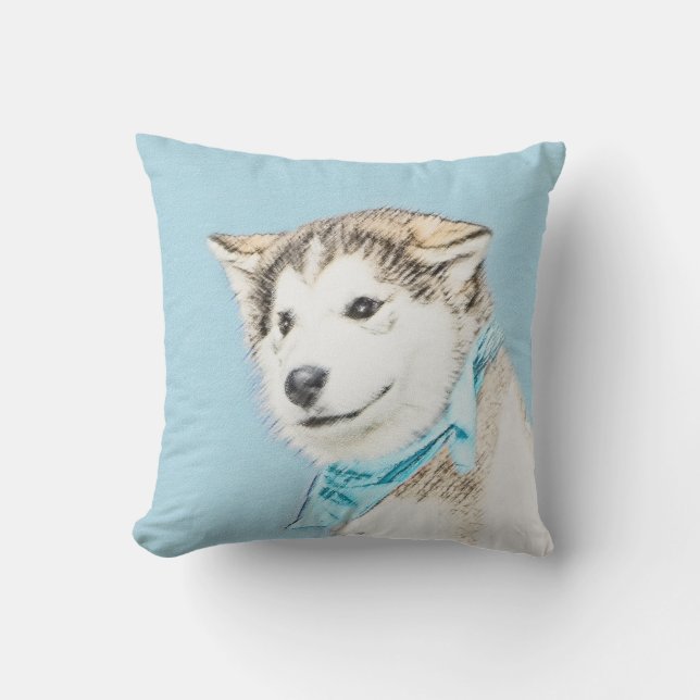 Coussin Peinture Sibérienne Husky Puppy - Art Chien origin (Recto)