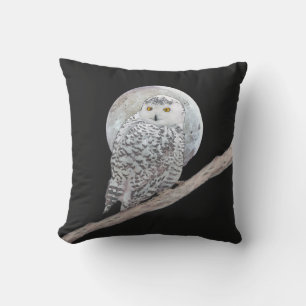 Coussin Peinture sur la Chouette neigeuse et la Lune - Art