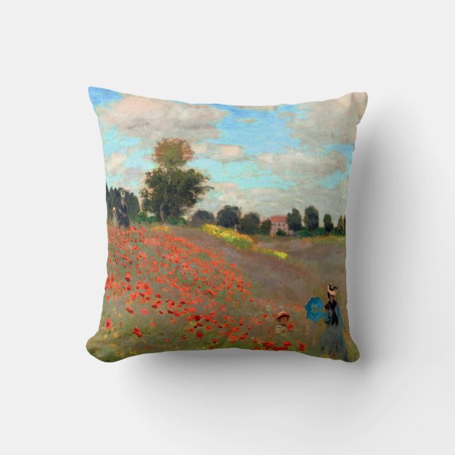 Coussin Peinture sur le champ de pavot par Claude Monet (1 (Recto)