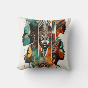 Coussin Peinture Tribale Africaine, Art Contemporain