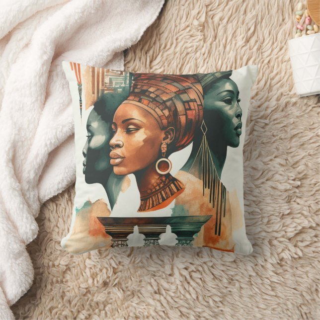 Coussin Peinture Tribale Africaine, Art Contemporain (Couverture)