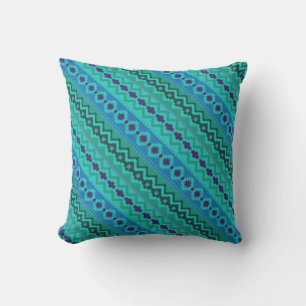Coussin Peinture Tribale Indienne Aztèque Maya Géométrique