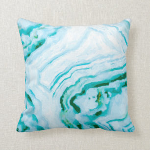 Coussin Peinture turquoise de conception d'agate d'Aqua