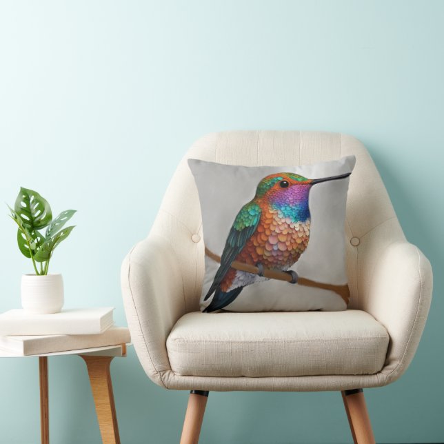 Coussin Peinture vibrante de colibri d'Allen (Chaise)