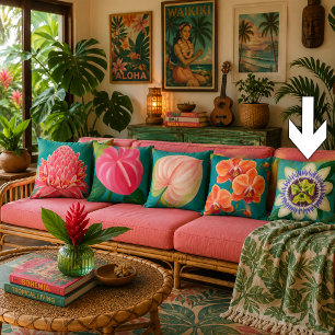 Coussin Peinture vibrante de fleur tropicale de Lilikoi sa