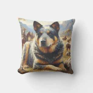 Coussin Peinture vintage australienne de chien de bétail