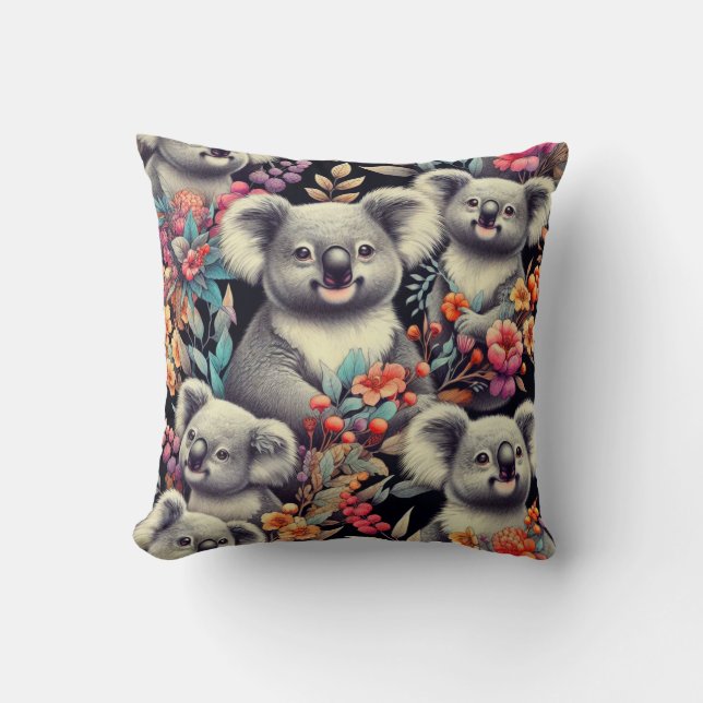 Coussin Peinture vintage Cute Koala (Recto)