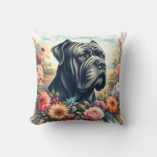 Coussin Peinture vintage de chien de corse de canne