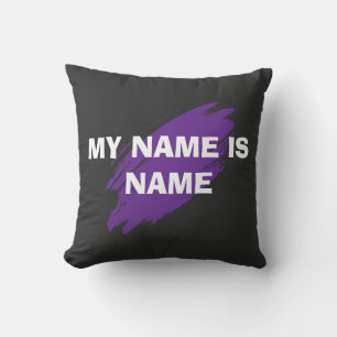 Coussin Peinture violette texte personnalisé