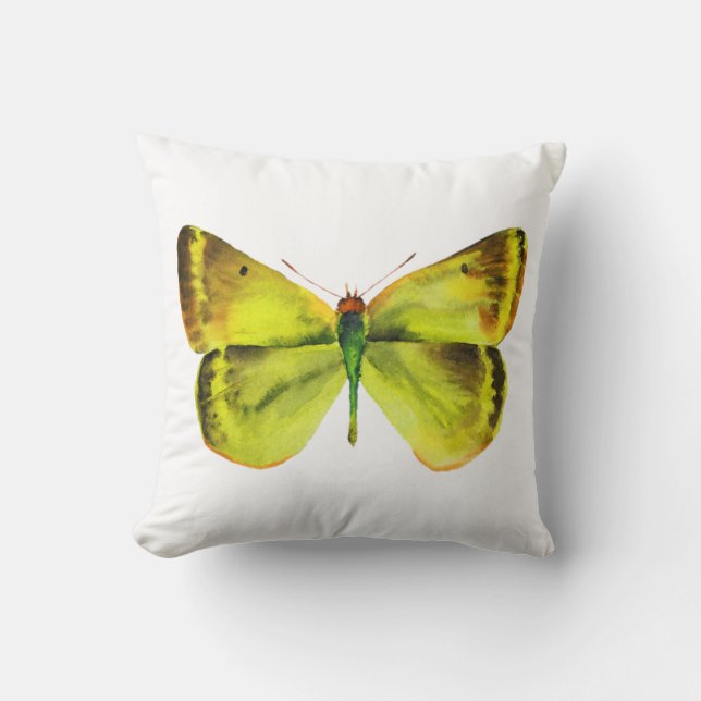 Coussin Peinture vive de papillon d'aquarelle (Recto)
