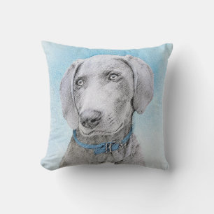 Coussin Peinture Weimaraner - Joli art original chien