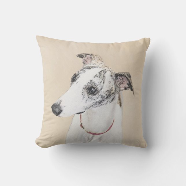 Coussin Peinture Whippet - Jolie art original chien (Recto)