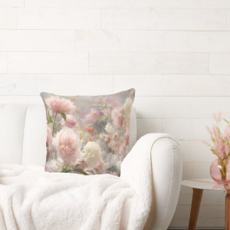 Coussin Peintures aquarelles de pivoines blanches et roses