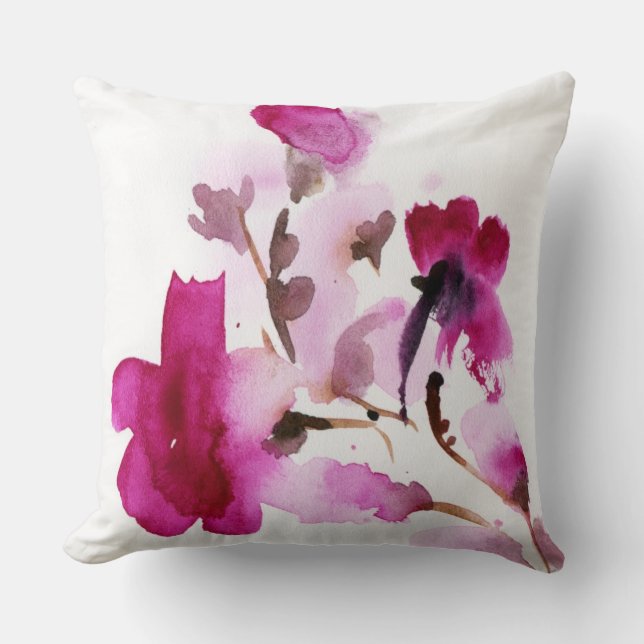 Coussin Peintures florales abstraites 4 d'aquarelle (Recto)