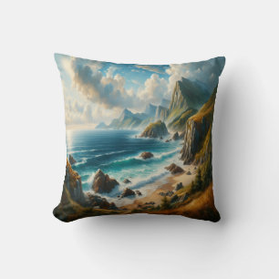 Coussin Peintures sur mer Plage de mer avec falaise