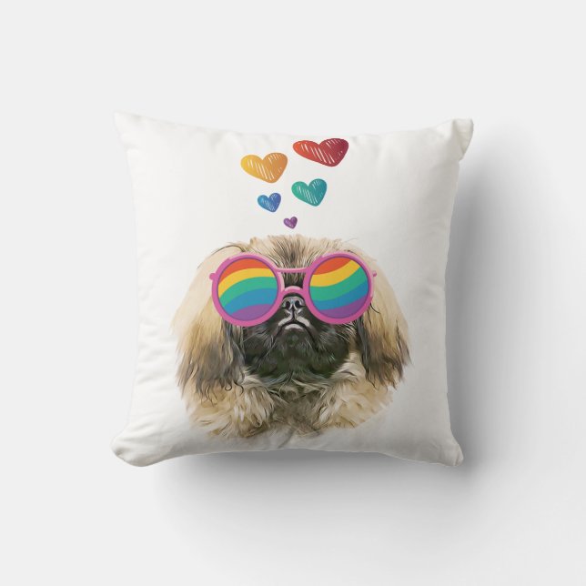 Coussin Pekingese Dog with Hearts Saint-Valentin (Recto)