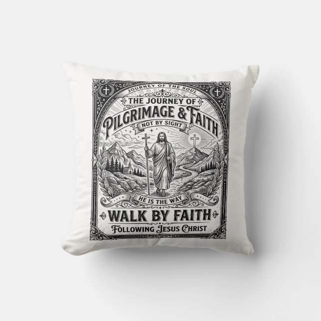 Coussin Pèlerinage de Jésus Chemin Saint Voyage (Recto)