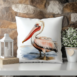 Coussin Pélican aquarelle pastel État de Louisiane
