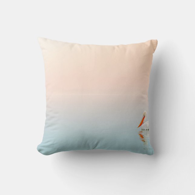 COUSSIN PELICAN BLANC SUR LE CORPS D'EAU (Recto)