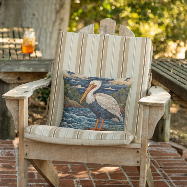 Coussin Pélican de mer blanc vintage (Chaise)