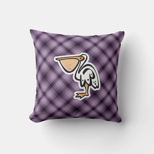 Coussin Pélican mignon ; Pourpre (Recto)
