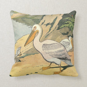 Coussin Pélican sur la plage