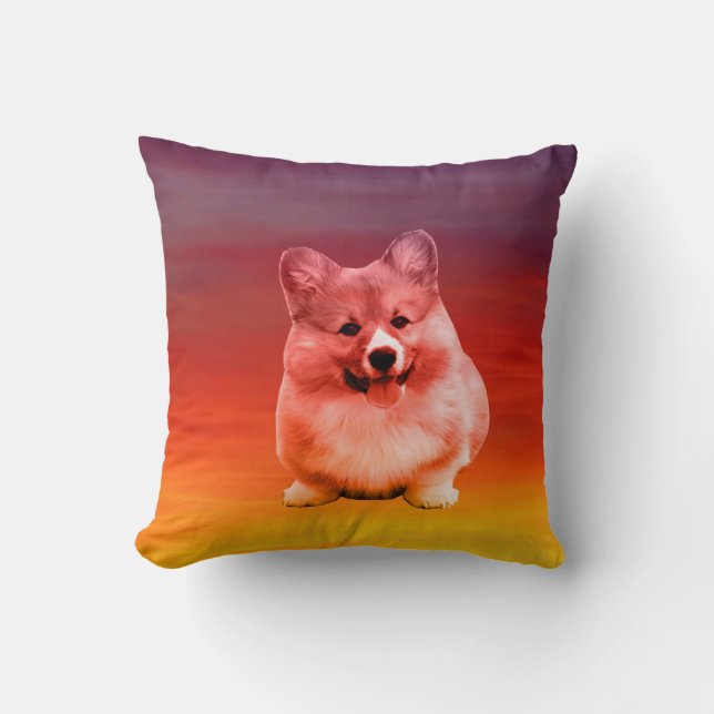 Coussin Pembroke Welsh Corgi Assis Sur La Plage (Recto)